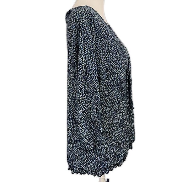 Style Co Sheer Mesh Overlay Top Plus Sz 1X Blouse Boho Abstract Dots Stretchy - Picture 2 of 16